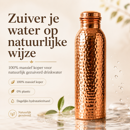 ❄️50% Korting!💧Premium Drinkfles van 100% Massief Koper – Plasticvrij en Geïnspireerd op Ayurveda