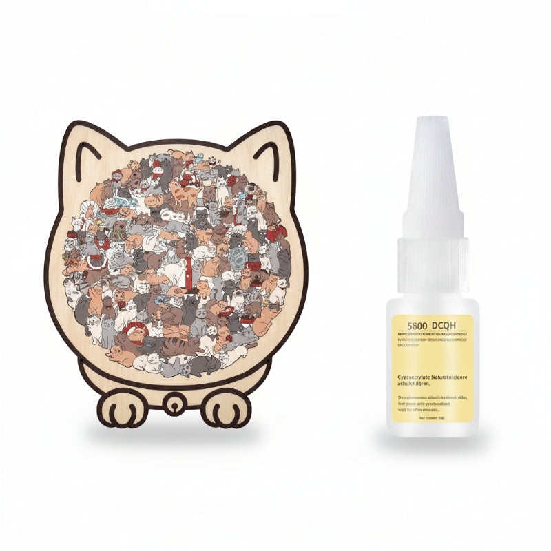 🎁Kerstuitverkoop 49% KORTING🎅135-delige Morandi-kleurige houten puzzel in de vorm van een kat