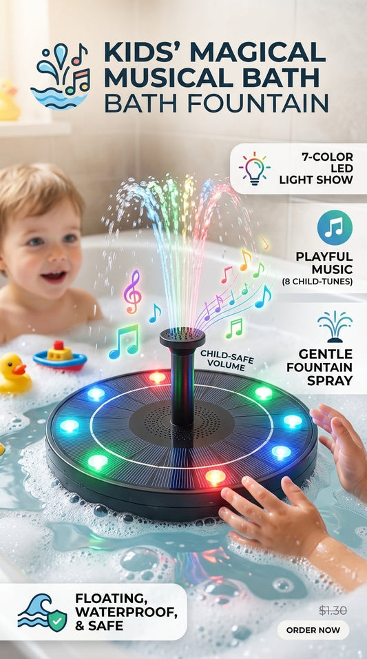 🎵 50% RABATT NU! Musikalisk badrumsfontän – musik, ljus & vattenlek i ett – perfekt för barnens badstund 🚿🎶