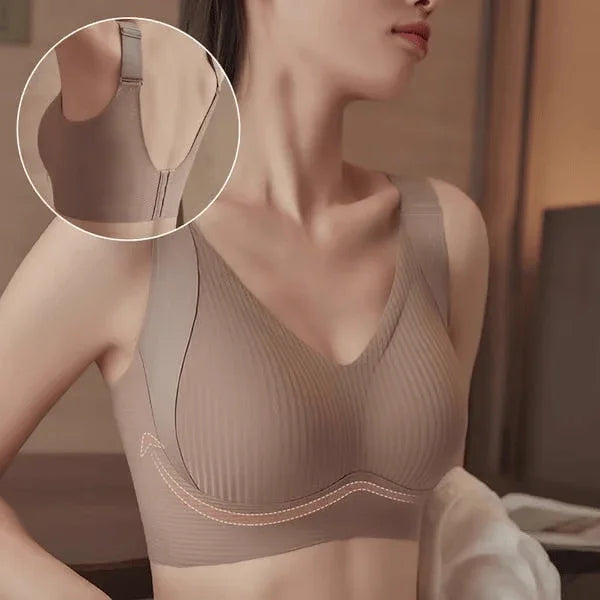 🎁Koop 1, krijg 2 gratis, 💕Geribbelde zijden push-up bh voor dames zonder stalen ring, verstelbaar🌸