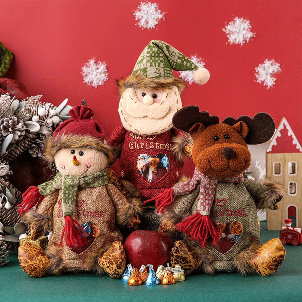 🎅 50% korting! Kerst cadeauzakken met rits – sneeuwman, kerstman & rendier design. 30×22 cm, duurzaam & herbruikbaar – perfect voor cadeaus & decoratie! ✨🎁