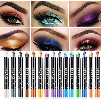 💥 50% korting! 15-kleuren oogschaduw- en eyelinerpotlood – glitter & metallic, waterproof en voor elke gelegenheid.