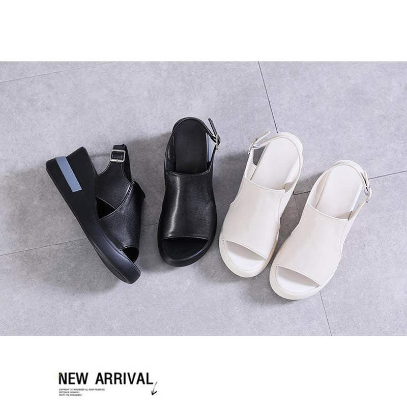 Wedges voor dames, sandalen, effen kleur, open teen, hoge hakken