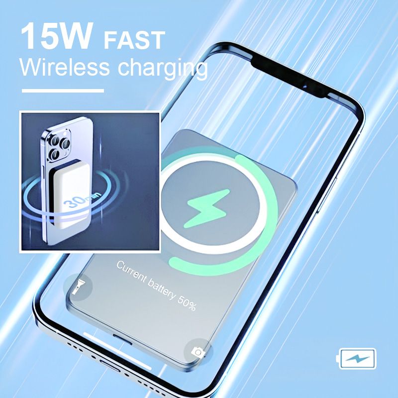 🔋 50% korting! Magnetische powerbank – 15W draadloos snelladen, 5000/10000 mAh & 20W Type-C. Laad 2 apparaten tegelijk op, geen kabels nodig! ✨📱