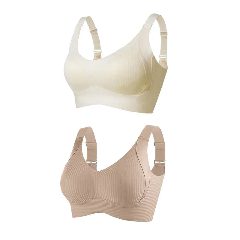 🎁Koop 1, krijg 2 gratis, 💕Geribbelde zijden push-up bh voor dames zonder stalen ring, verstelbaar🌸