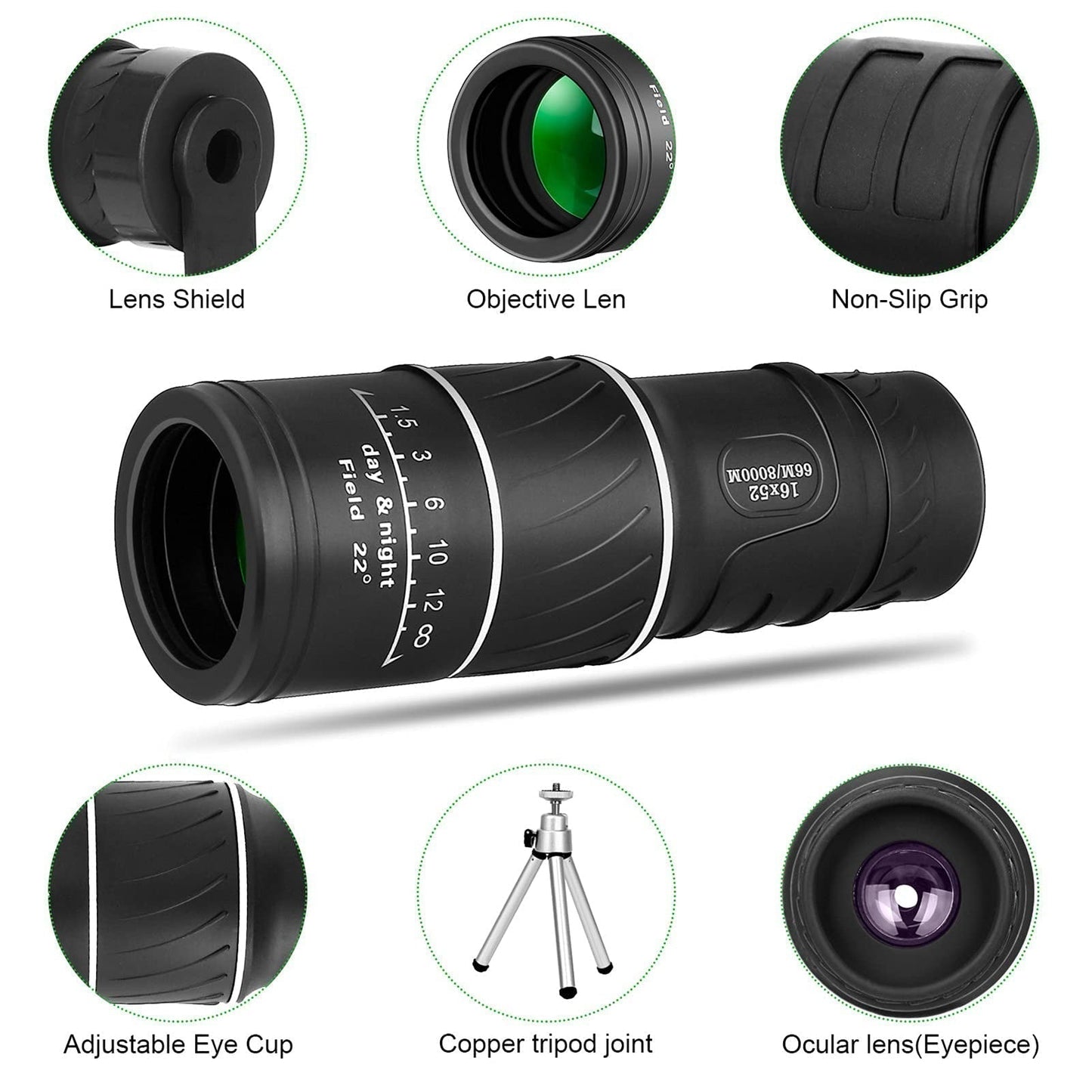 🔭 50% korting – Professionele 16x52 Monoculaire Telescoop met Nachtzicht & Waterdicht Ontwerp! 🌙✨