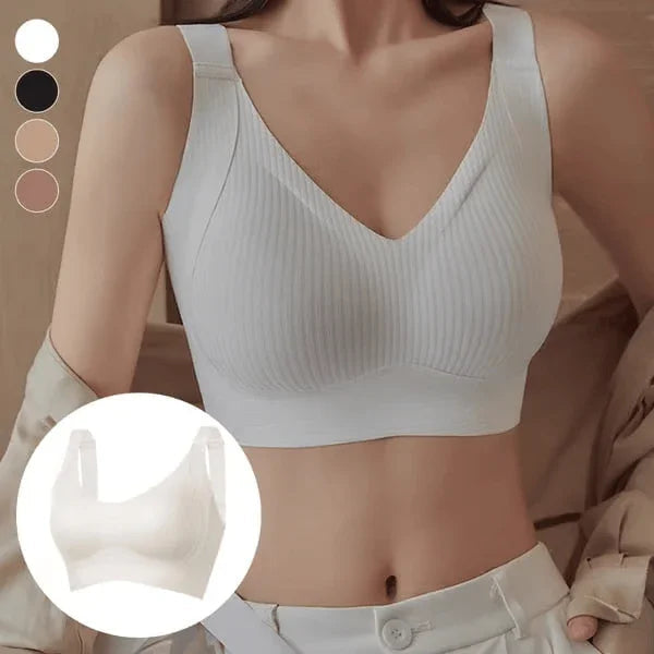 🎁Koop 1, krijg 2 gratis, 💕Geribbelde zijden push-up bh voor dames zonder stalen ring, verstelbaar🌸