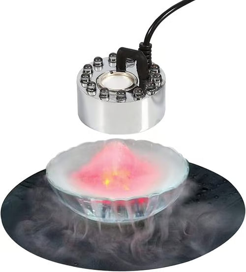 💨⚡ 50% korting! 12-LED mistmaker – 💧 koele nevel & kleurrijk licht, 🌊 voor vijvers, Halloween & humiditeit!