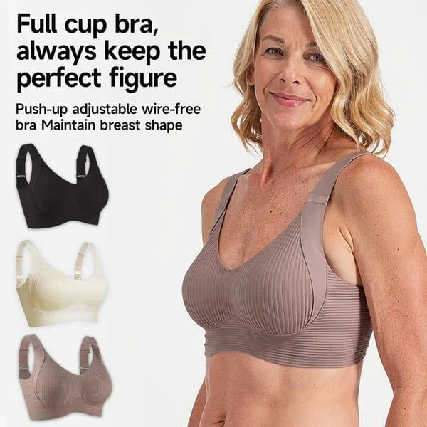 🎁Koop 1, krijg 2 gratis, 💕Geribbelde zijden push-up bh voor dames zonder stalen ring, verstelbaar🌸