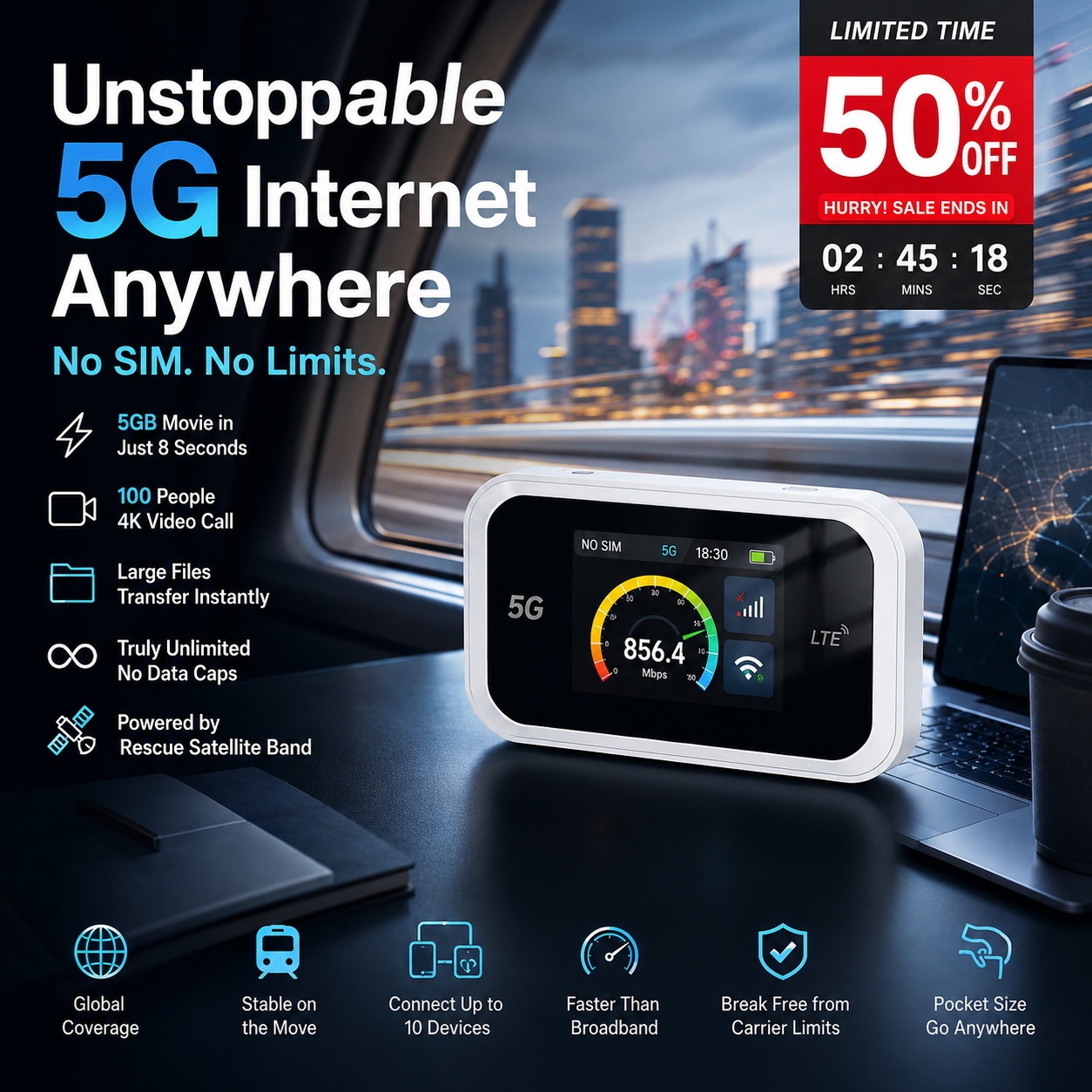 📶Mobiele hotspot met volledige wifi-dekking