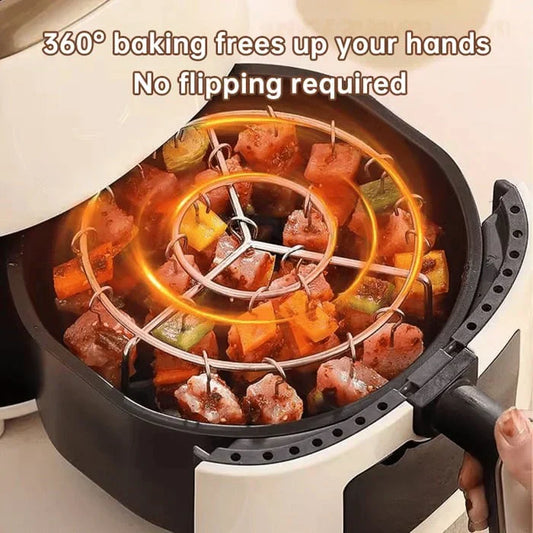 ❄️Zomerfresh 50% Korting!🍢Netherlshop™ Spieshouder voor Airfryer – RVS Grillrek voor Vlees, Groenten, Garnalen & Kippenvleugels