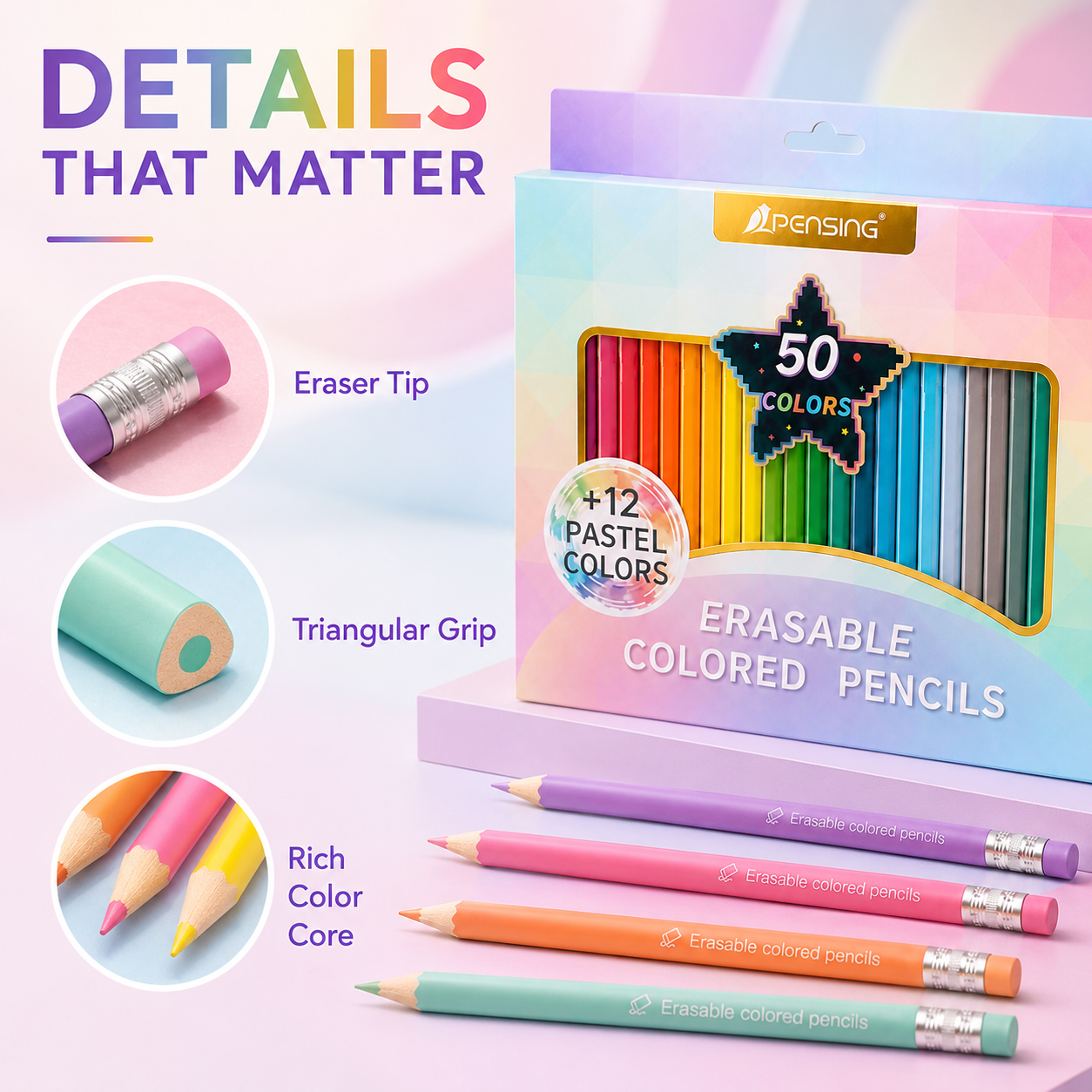 🎨 50% korting! 50-kleurige uitwisbare potloden – geen gerol, fel & eenvoudig te wissen. Perfect voor kinderen & creatievelingen! ✏️✨