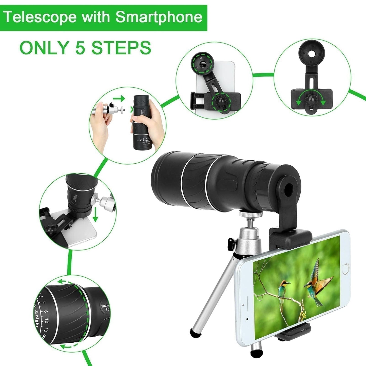 🔭 50% korting – Professionele 16x52 Monoculaire Telescoop met Nachtzicht & Waterdicht Ontwerp! 🌙✨