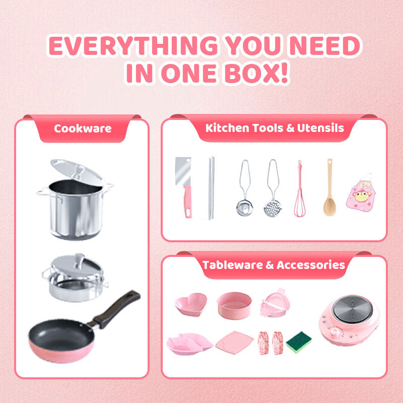 🎁[Beste cadeau voor kinderen]🍳Echt kookgerei voor kinderen Mini keukenspeelgoed - 22-delige set