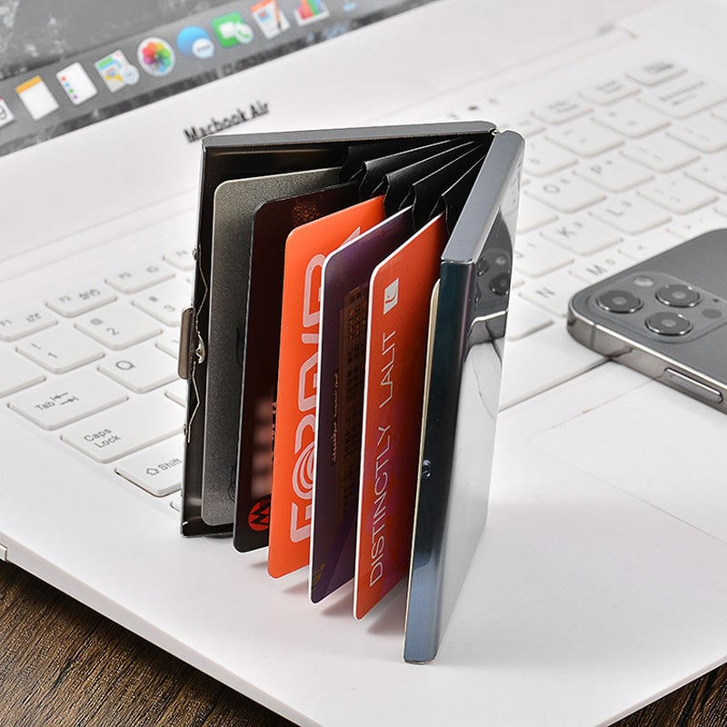 💳 50% korting! RFID metalen kaarthouder – 6 compartimenten, roestvrij staal en ideaal voor reizen & dagelijks gebruik.