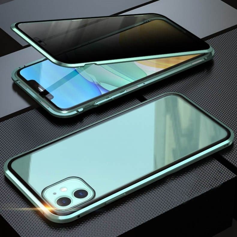 Magnetisch iPhone-hoesje met anti-spiegelglas en metaal