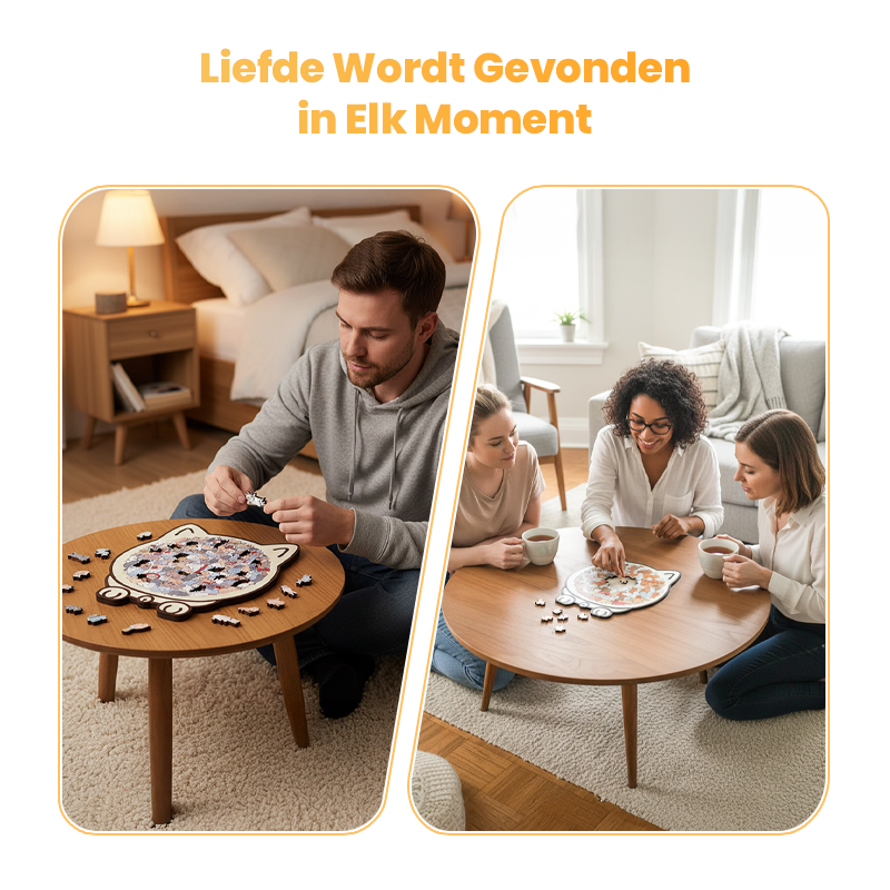 🎁Kerstuitverkoop 49% KORTING🎅135-delige Morandi-kleurige houten puzzel in de vorm van een kat