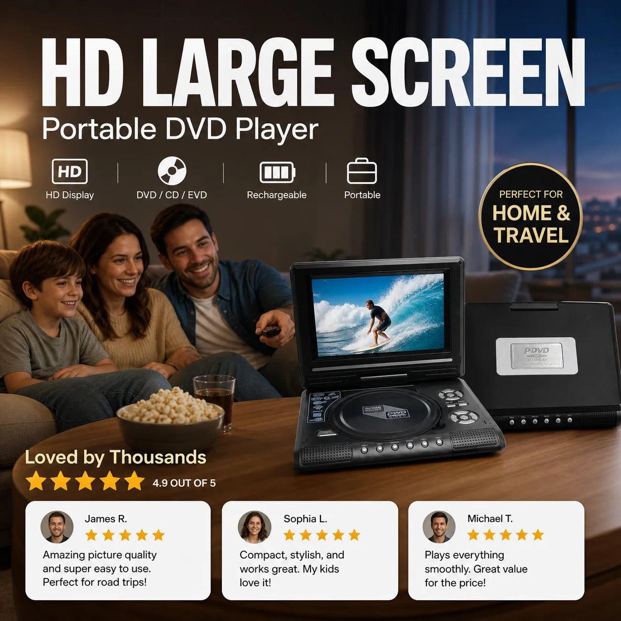 📀 50% korting! 9.8" draagbare DVD-speler – Full HD 1080p, draaibaar scherm, USB/AV en geschikt voor elke auto.