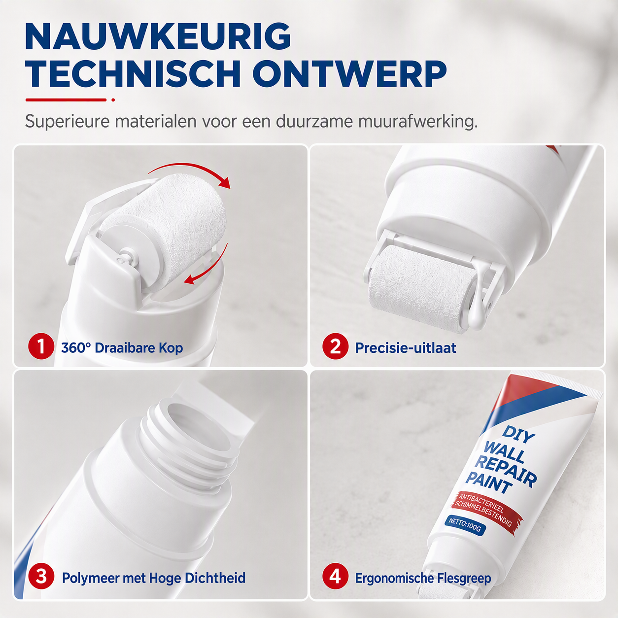 🧱 2+1 gratis! Alles-in-één muurreparatiepasta – met rollerborstel, voor gaten, scheuren & kleine schade. Eenvoudig & snel! ✨🏠