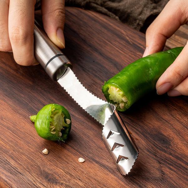 🌶️ 50% korting! RVS paprika-ontkerner – gekartelde snijrand, draai & trek de kern eruit. Ook voor andere stevige groenten – 22 cm, eenvoudig schoon te maken! ✨🔪