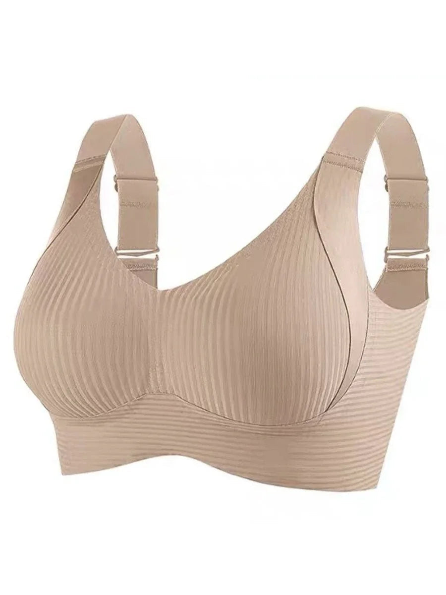 🎁Koop 1, krijg 2 gratis, 💕Geribbelde zijden push-up bh voor dames zonder stalen ring, verstelbaar🌸