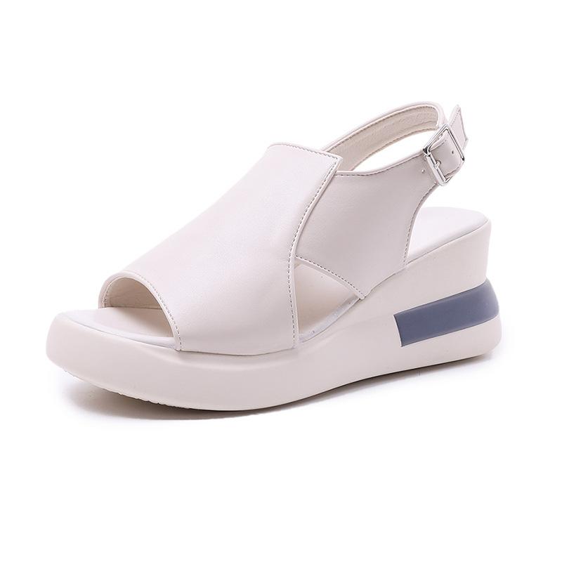 Wedges voor dames, sandalen, effen kleur, open teen, hoge hakken