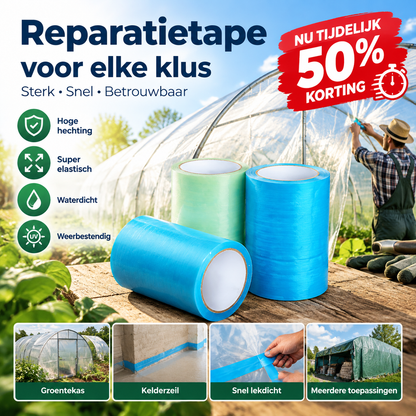 🌱 50% korting! Kasreparatietape – 6 mil dik, waterdicht & 30 jaar UV-bestendig. 50 m lang, 5-30 cm breed – voor kas, glas & folie! ✨🔧