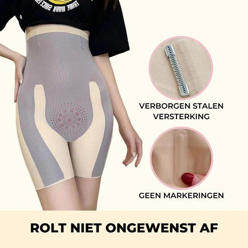 Elastisch ondersteunende broek met hoge taille-1 + 1 GRATIS