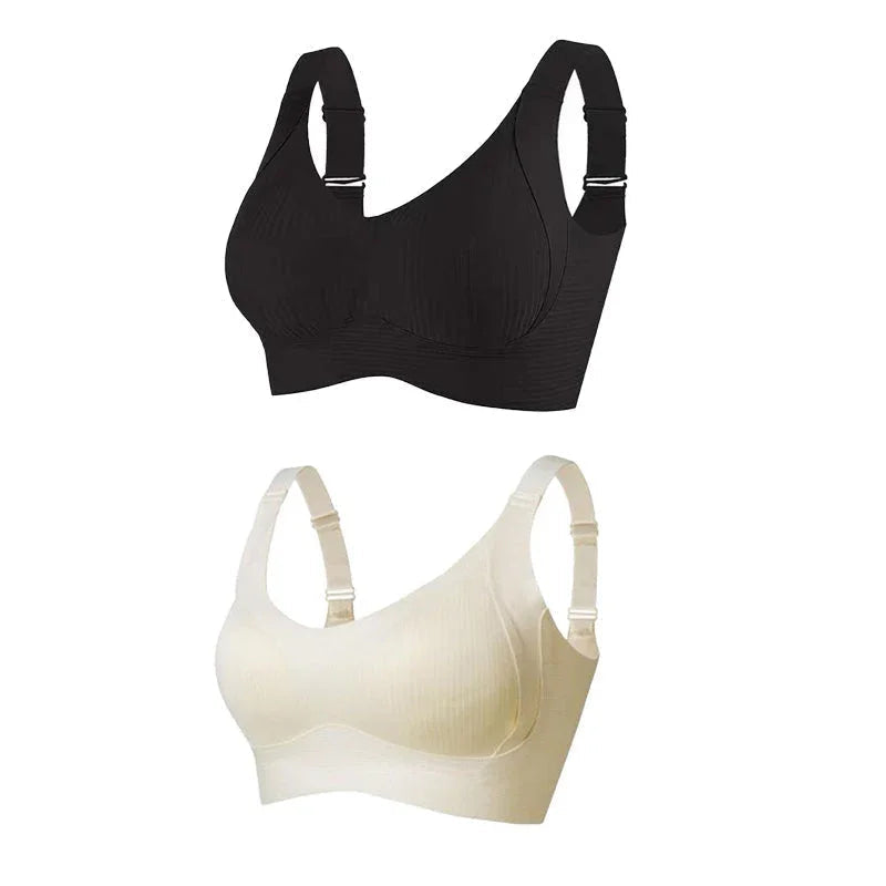 🎁Koop 1, krijg 2 gratis, 💕Geribbelde zijden push-up bh voor dames zonder stalen ring, verstelbaar🌸