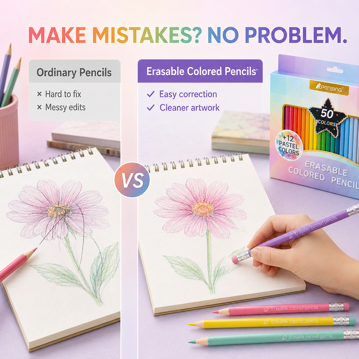 🎨 50% korting! 50-kleurige uitwisbare potloden – geen gerol, fel & eenvoudig te wissen. Perfect voor kinderen & creatievelingen! ✏️✨