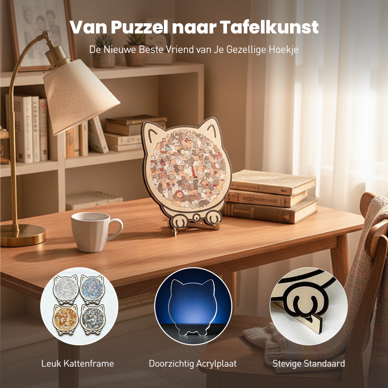 🎁Kerstuitverkoop 49% KORTING🎅135-delige Morandi-kleurige houten puzzel in de vorm van een kat