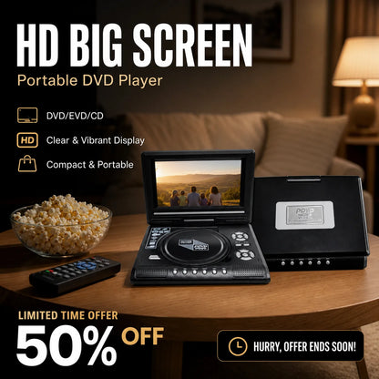 📀 50% korting! 9.8" draagbare DVD-speler – Full HD 1080p, draaibaar scherm, USB/AV en geschikt voor elke auto.