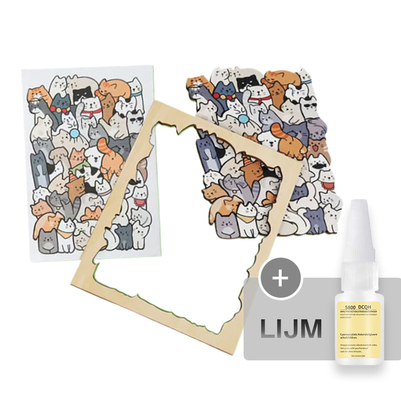 🎁Kerstuitverkoop 49% KORTING🎅135-delige Morandi-kleurige houten puzzel in de vorm van een kat