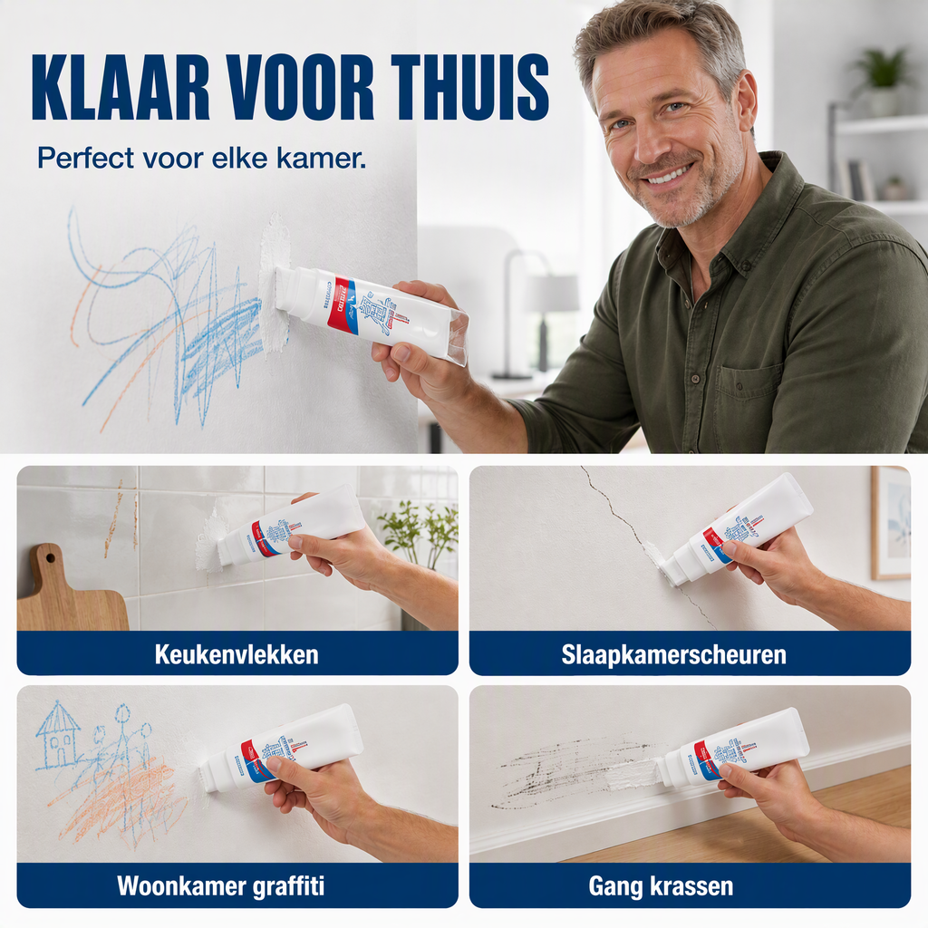 🧱 2+1 gratis! Alles-in-één muurreparatiepasta – met rollerborstel, voor gaten, scheuren & kleine schade. Eenvoudig & snel! ✨🏠