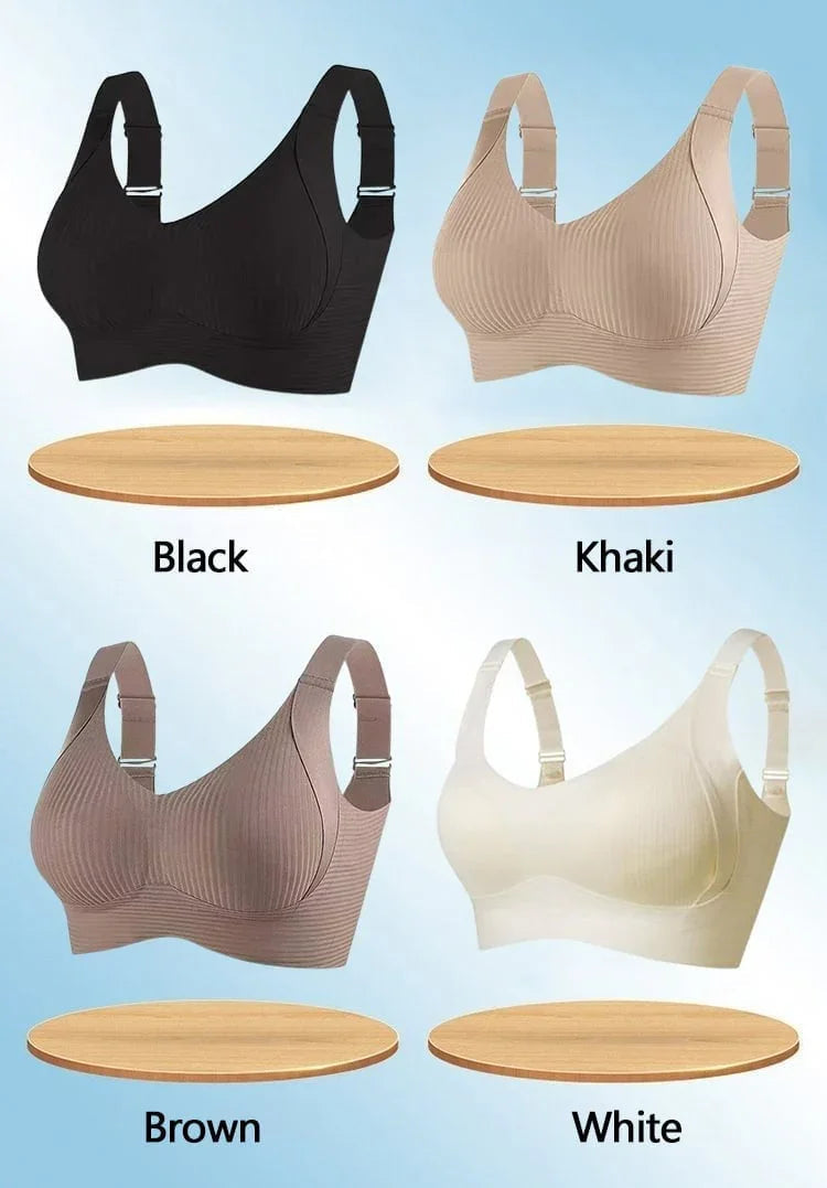🎁Koop 1, krijg 2 gratis, 💕Geribbelde zijden push-up bh voor dames zonder stalen ring, verstelbaar🌸