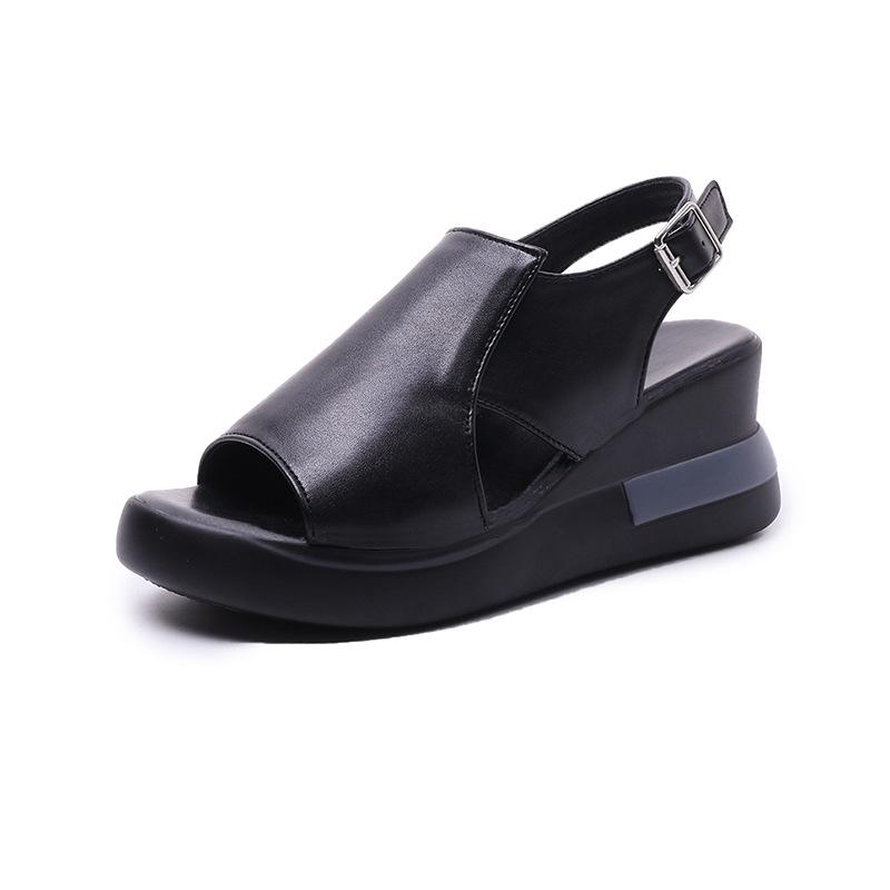 Wedges voor dames, sandalen, effen kleur, open teen, hoge hakken