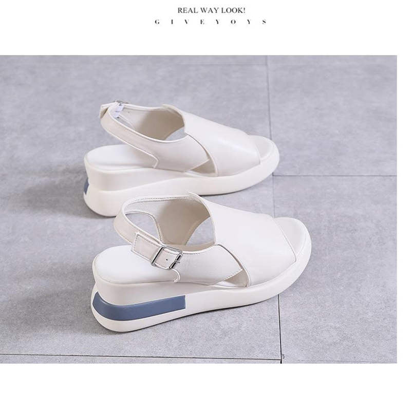 Wedges voor dames, sandalen, effen kleur, open teen, hoge hakken