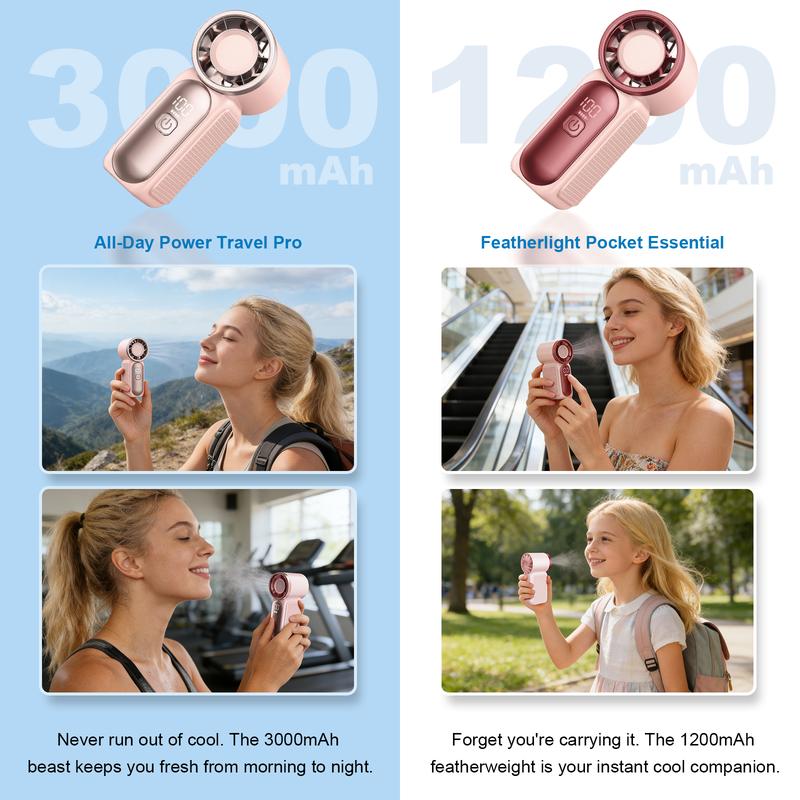 💨Mini handventilator met LED-display🧊6 snelheden, 10,7 uur koelte | Weegt niets – gaat overal heen