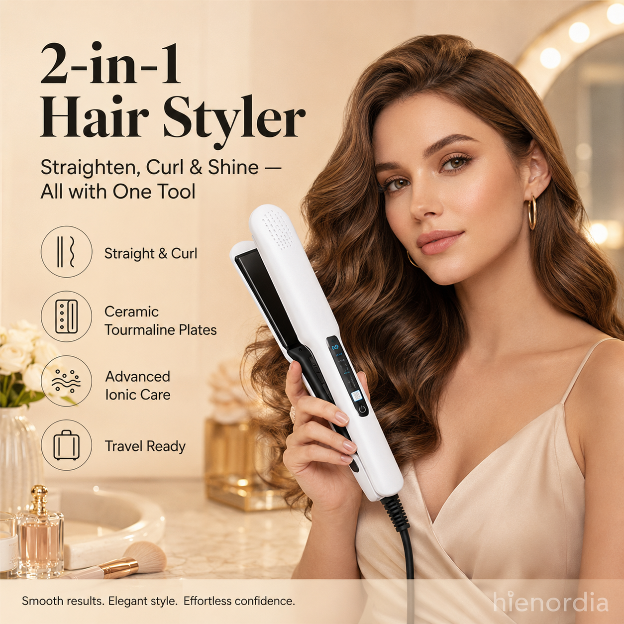 2-in-1 Haarstraightener en Krultang met Negatieve Ionische Verzorging