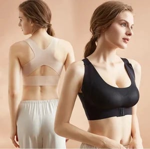 ⚡ 50% korting! Beugelvrije beha met gekruiste rugbandjes & voorste sluiting. Corrigeert houding, biedt comfort & ondersteuning. 🩰💕