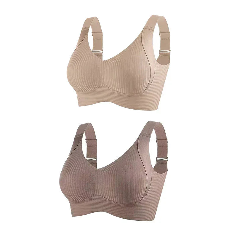 🎁Koop 1, krijg 2 gratis, 💕Geribbelde zijden push-up bh voor dames zonder stalen ring, verstelbaar🌸
