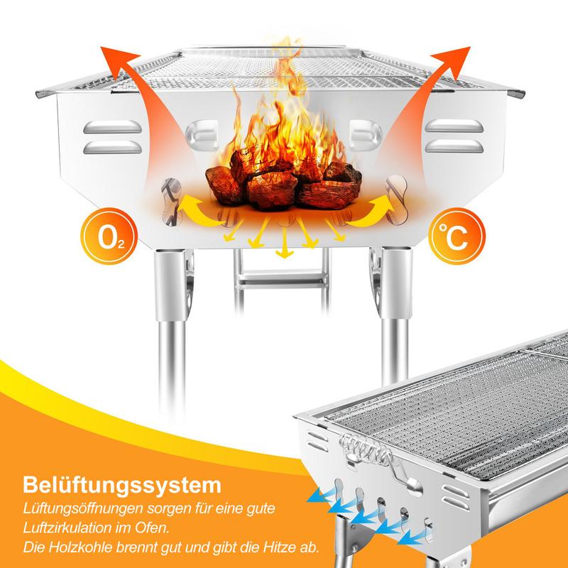 🟔 50% KORTING! 🍖 Opvouwbare buitenbarbecue van roestvrij staal – Compact, duurzaam en perfect voor kamperen, in de tuin en barbecuefeestjes 🏕️