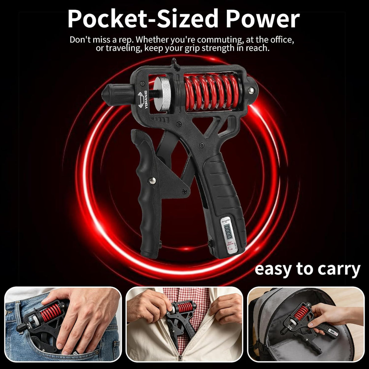 🚀🤝 50% KORTING! Van handshake tot veiligheidshamer: deze ergonomische grip trainer met instelbare weerstand (5–165 kg) versterkt handen, vingers & onderarmen. Met teller!