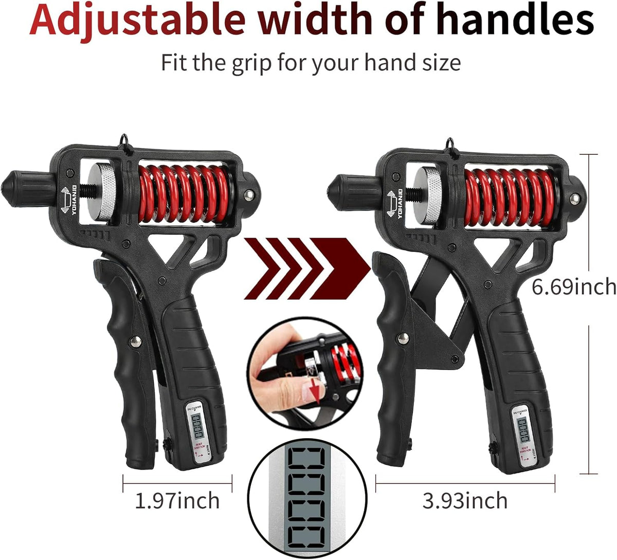 🚀🤝 50% KORTING! Van handshake tot veiligheidshamer: deze ergonomische grip trainer met instelbare weerstand (5–165 kg) versterkt handen, vingers & onderarmen. Met teller!