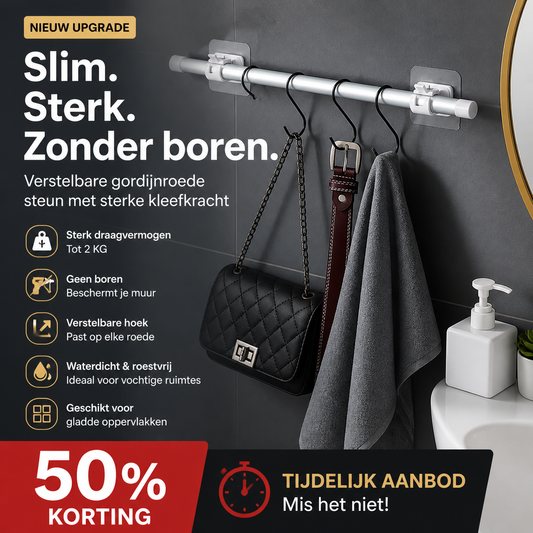 🔥 50% korting! Nail-free gordijnroeden – 🔧 verstelbaar, 🏠 geen boren, 💪 sterk & past op elke raam!