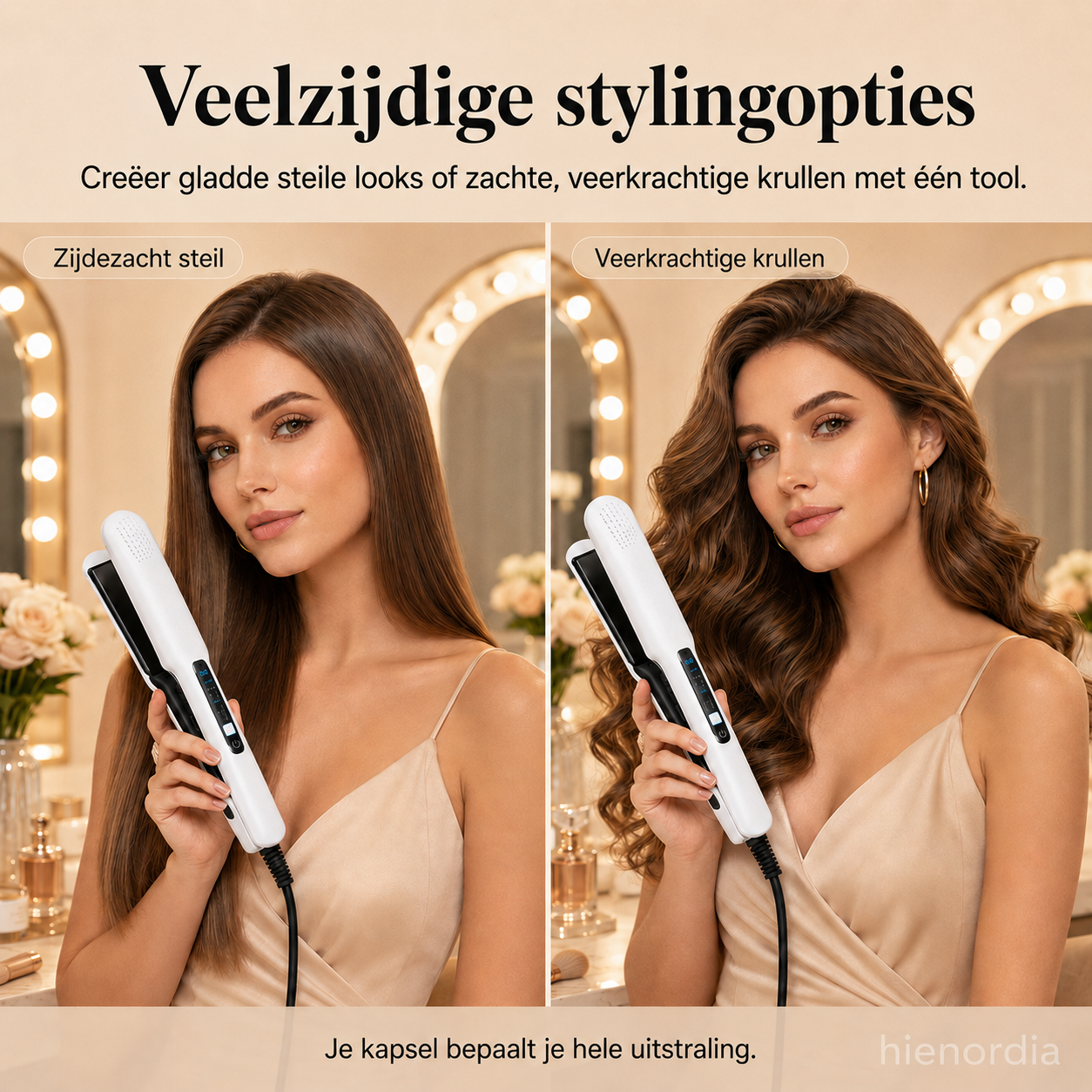 2-in-1 Haarstraightener en Krultang met Negatieve Ionische Verzorging