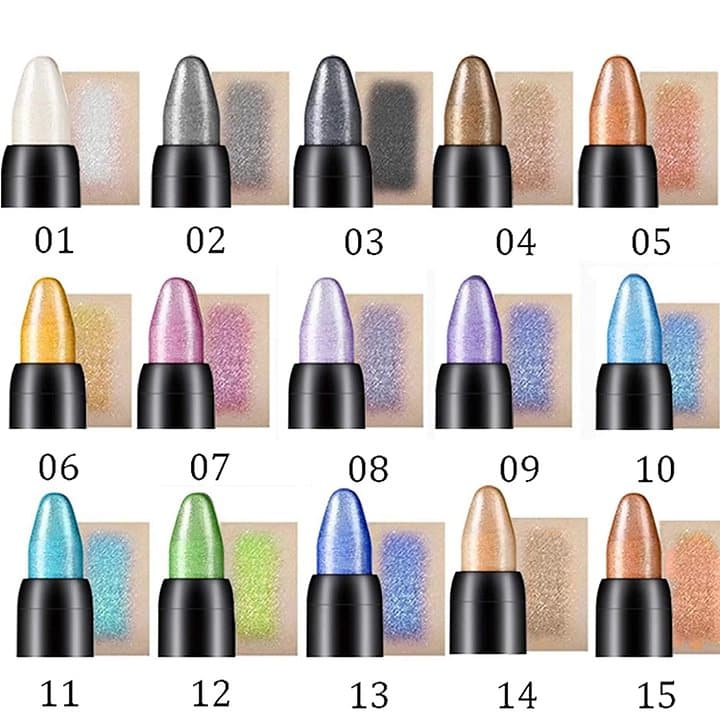💥 50% korting! 15-kleuren oogschaduw- en eyelinerpotlood – glitter & metallic, waterproof en voor elke gelegenheid.