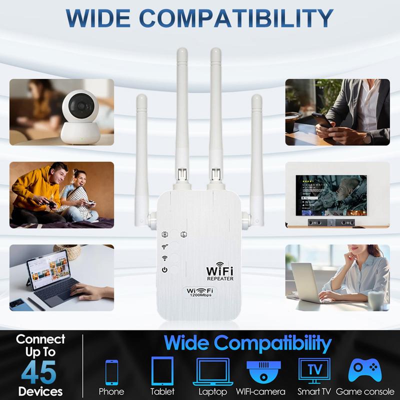 🎁Laatste dag aanbieding 50% 🔥WiFi-versterker 2025, 1200 Mbps dual-band (5 GHz/2,4 GHz) signaalversterker, dekt 930 m² en 50 apparaten, repeater met ethernetpoort voor thuis, cadeaus