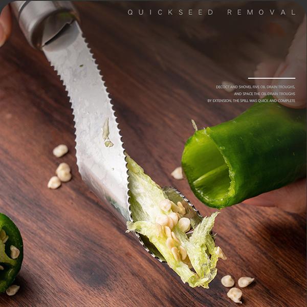 🌶️ 50% korting! RVS paprika-ontkerner – gekartelde snijrand, draai & trek de kern eruit. Ook voor andere stevige groenten – 22 cm, eenvoudig schoon te maken! ✨🔪