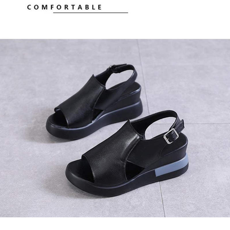 Wedges voor dames, sandalen, effen kleur, open teen, hoge hakken